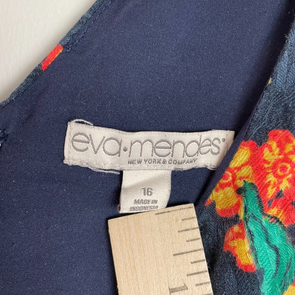 Eva Mendes Fit Flare Dress sz 16 Navy Lemon Tomato Girl Summer Retro Fruit Print - Picture 4 of 10